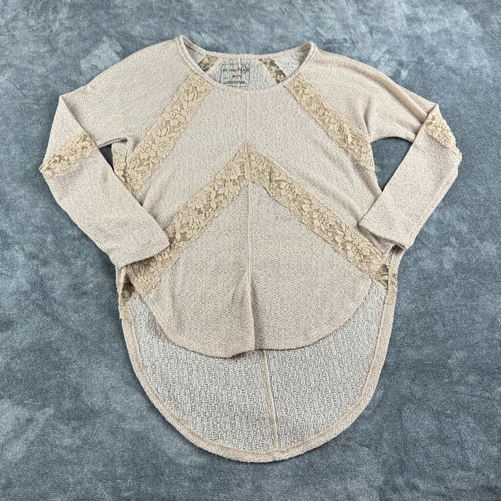 We The Free lightweight sweater with high-low hem and lace inserts size M - Picture 1 of 6